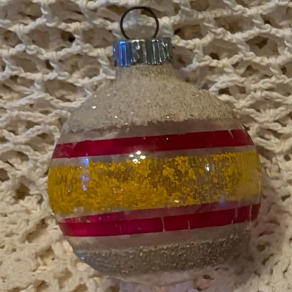 Shiny Brite Vintage Christmas Ornaments Set Mercury Glass Gold Green White Red